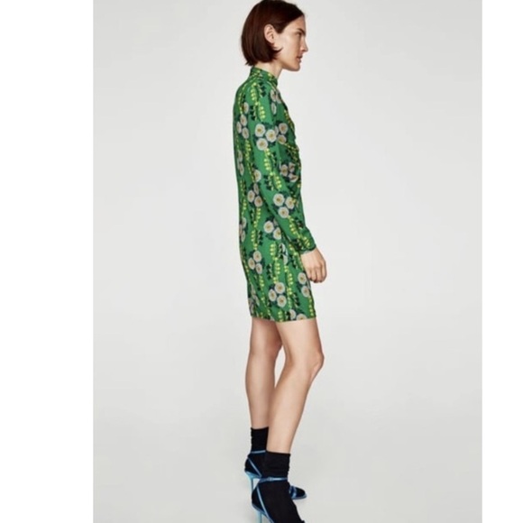 ZARA•NWOT Green Draped Casual Dress - Picture 2 of 11